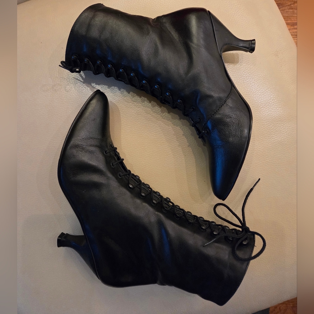 Black Lace-Up Ankle Boots - Picture 9 of 11